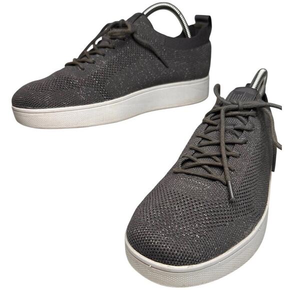 FitFlop Women 7.5 Rally Knit Trainer Sneakers Metallic‎ Gray Shimmer Activewear - Picture 11 of 16